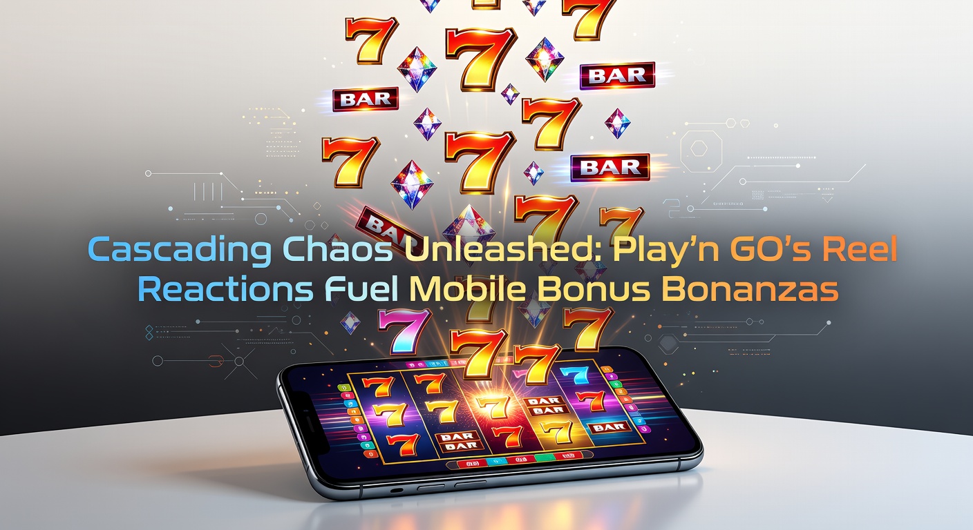 Close-up of Play'n GO mobile slot bonus round with exploding reels, multiplier orbs, and cascading symbols building toward a massive win