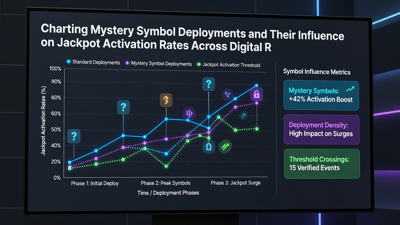 Data visualization comparing jackpot activation rates with and without mystery symbol involvement in different reel variants