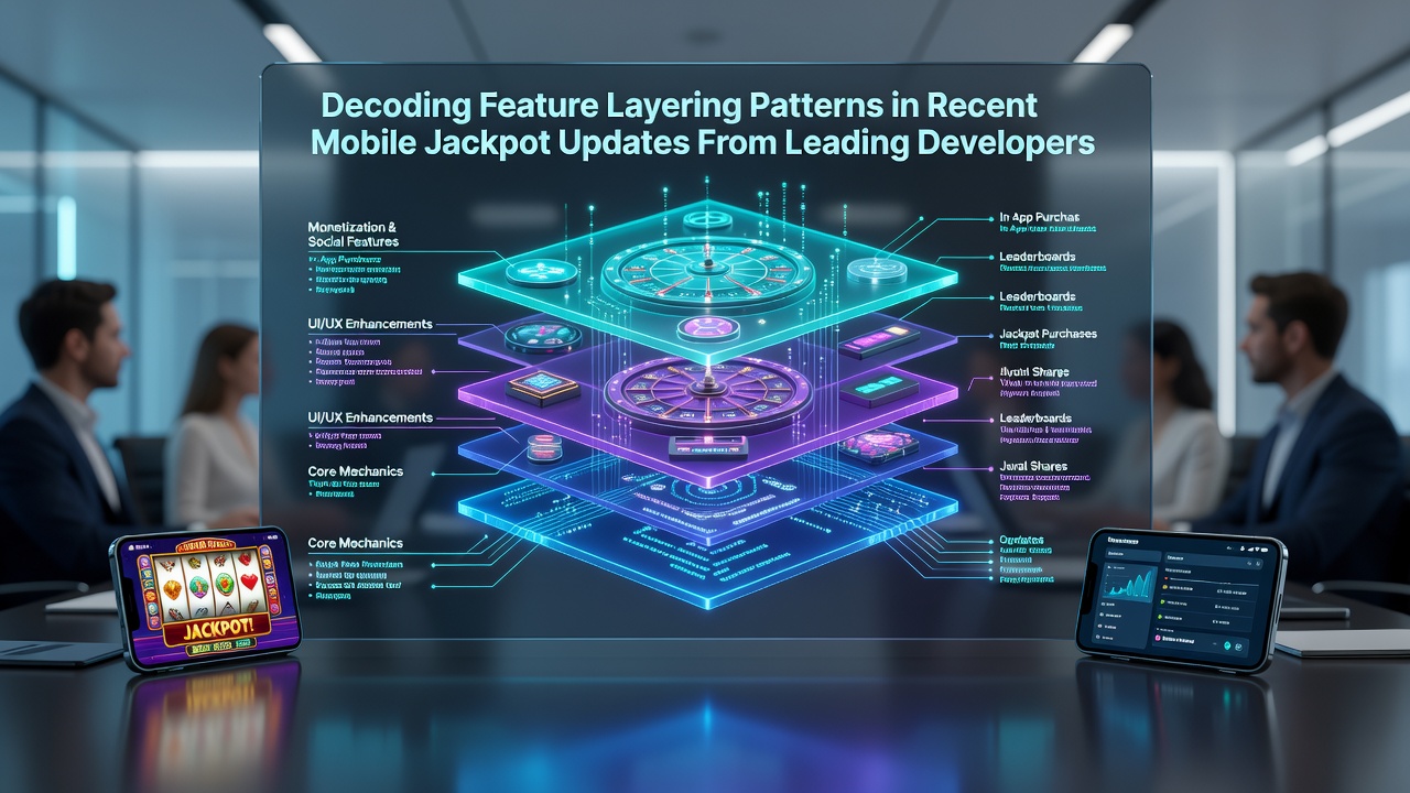 Close-up of layered bonus screen with multiplier stack and jackpot progress bar displayed on a tablet device