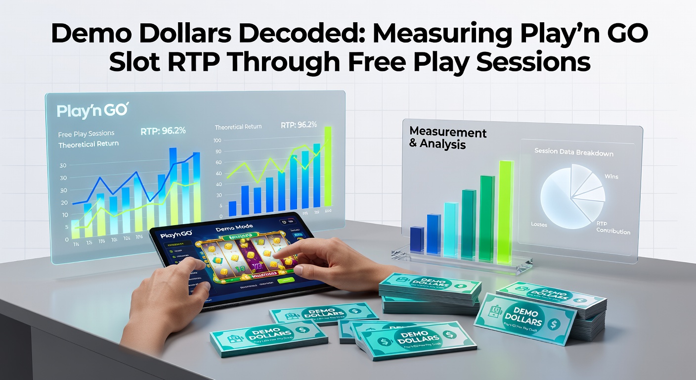 Graph charting RTP convergence over 50,000 demo spins on a Play'n GO slot, with lines for wins, losses, and running average