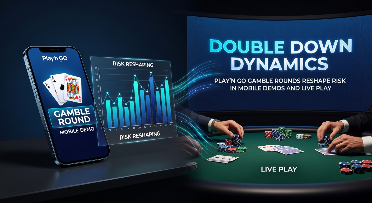 Play'n GO slot screen showing a gamble round interface with card flip option and escalating win multipliers, highlighting double-or-nothing tension on mobile