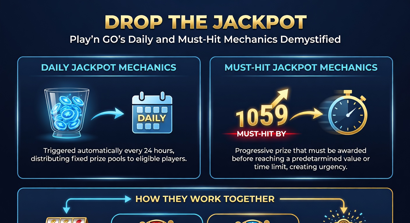 Close-up of Drop the Jackpot meters displaying daily and must-hit progress bars with explosive payout animations