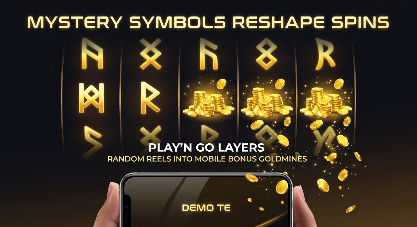 Close-up of a Play'n GO mobile slot bonus round with mystery symbols expanding across reshaped reels, gold coins exploding as wins cascade